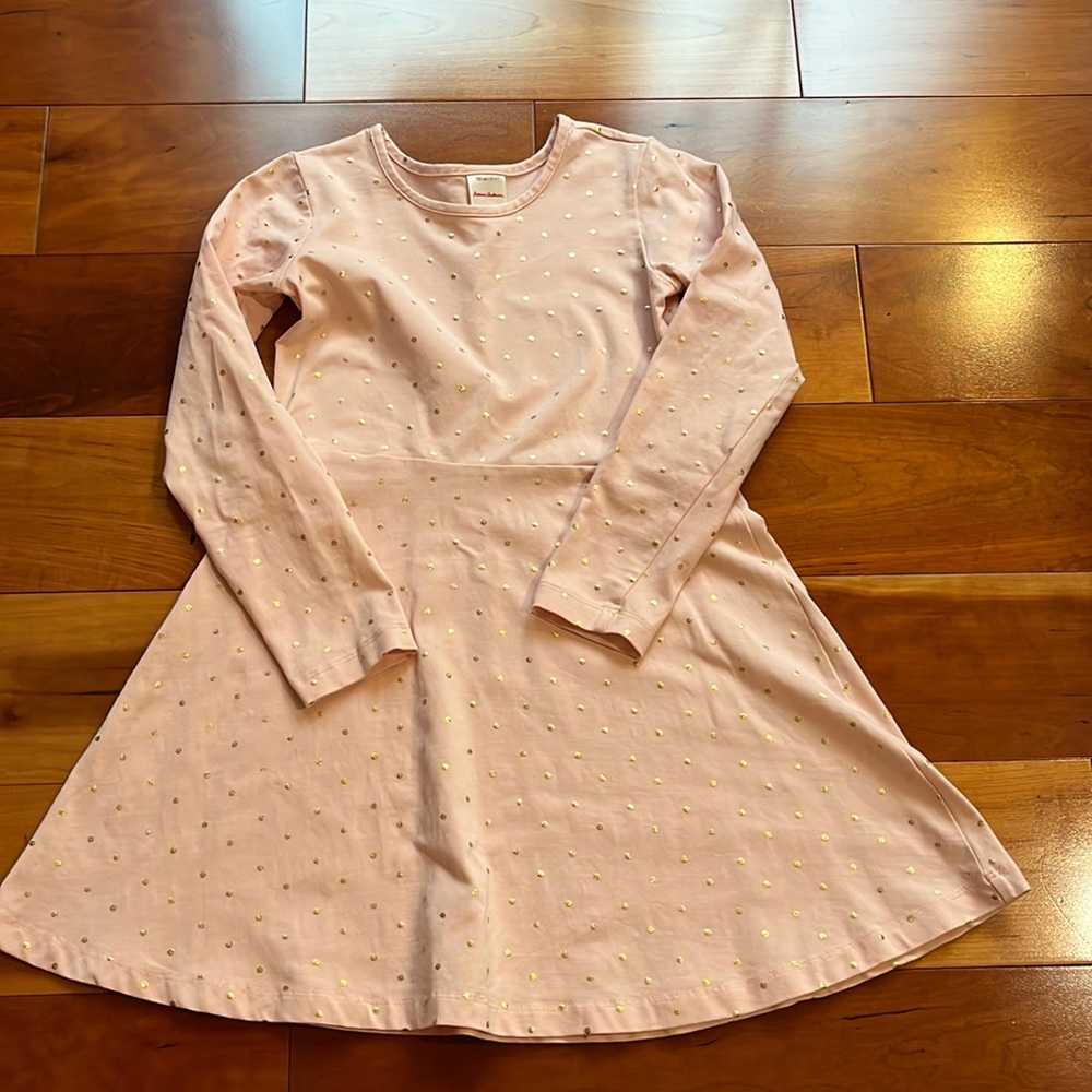 Hanna Andersson gold dot skater dress size 6-7